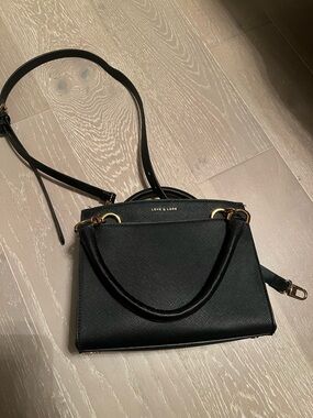 Love & Lore Black Structured Top-Handle Crossbody Bag